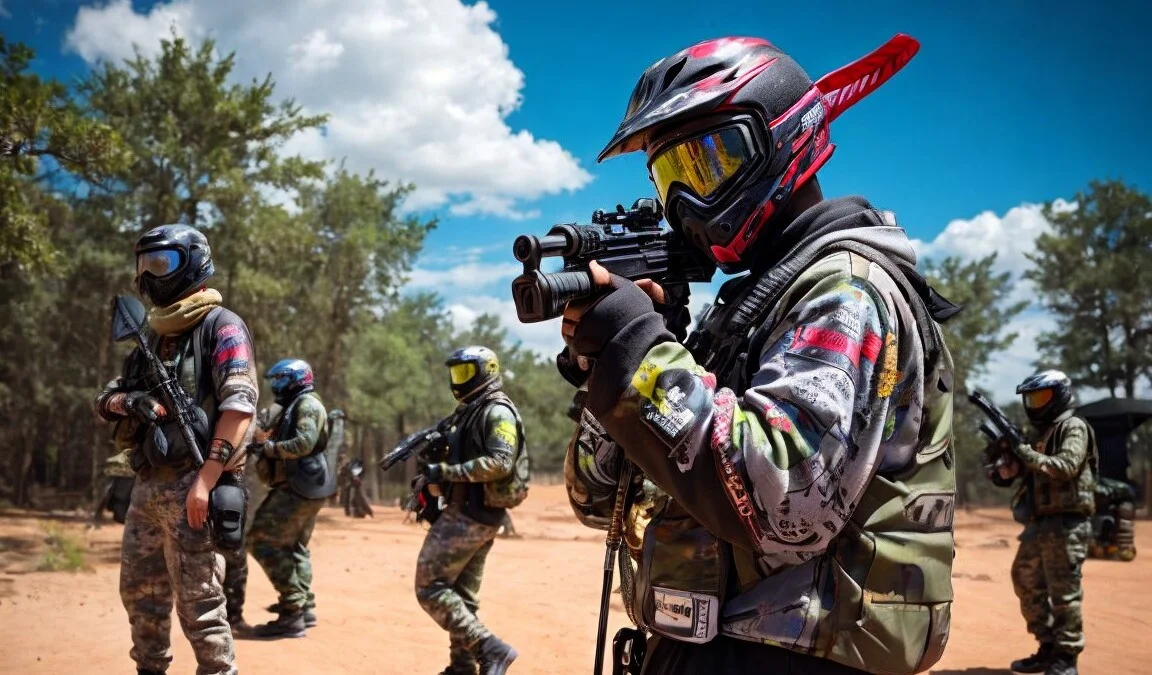 Gracze na polu paintballa